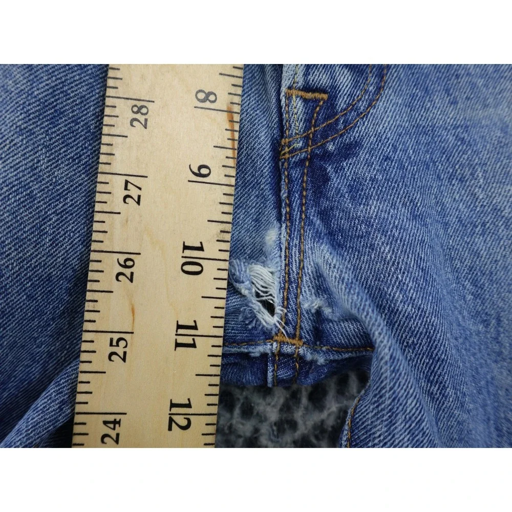 Levis 501 Button Fly‎ Mens 32x32 Blue Distressed Denim Jeans 00501-0193